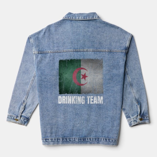 Algeria Drinking Team Graphic for Men Funny Algeri Denim Jacket (Back)