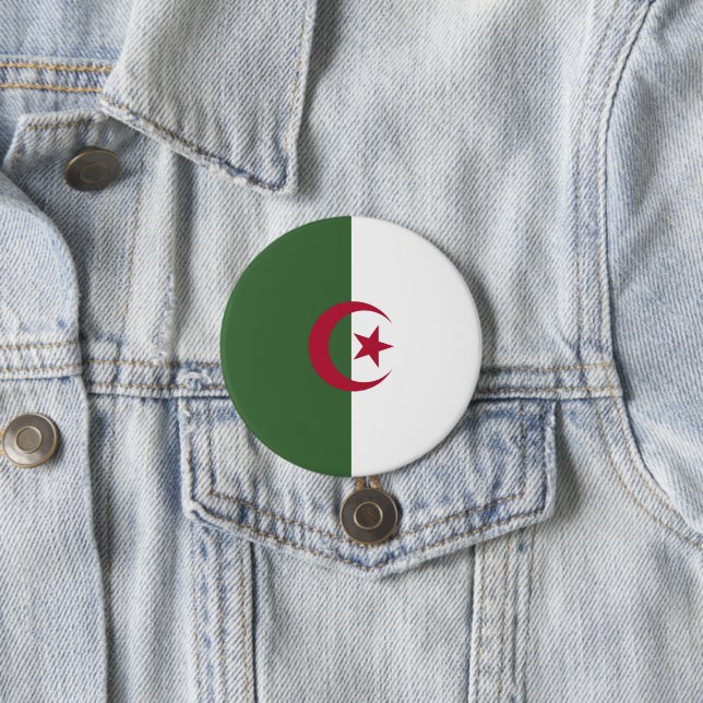 Algeria flag 3 inch round button (In Situ)