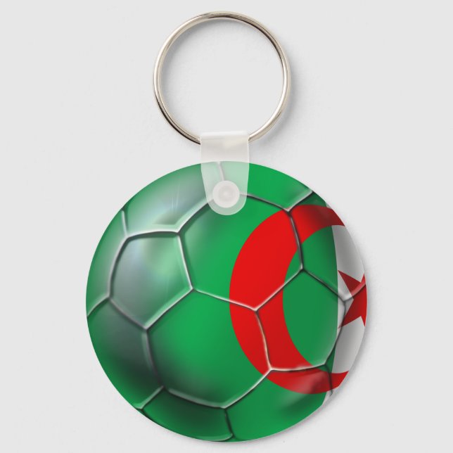 Algeria flag Algerian soccer ball soccer player Keychain (Front)