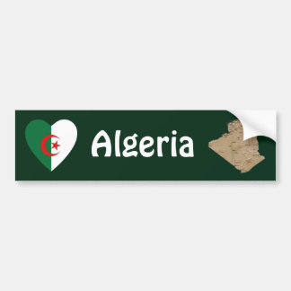 Algeria Flag Heart + Map Bumper Sticker