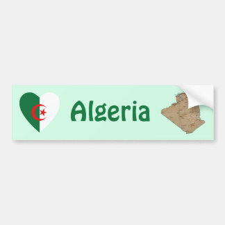 Algeria Flag Heart + Map Bumper Sticker