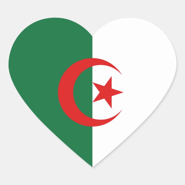 Algeria Flag Heart Sticker (Front)