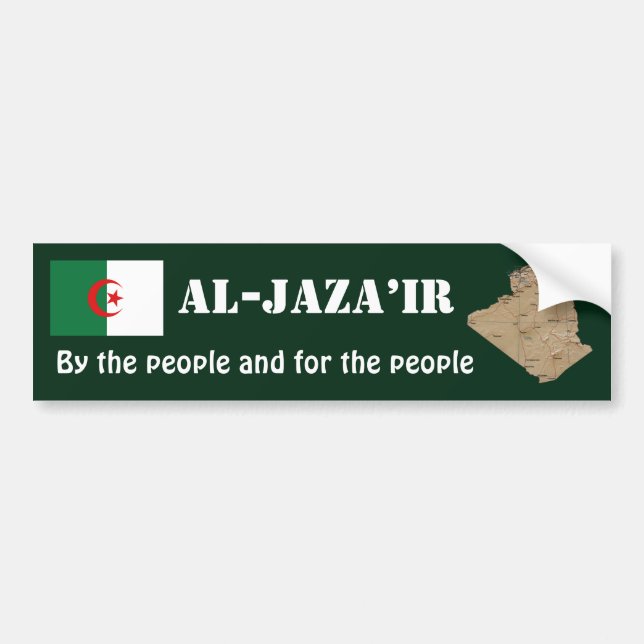 Algeria Flag + Map Bumper Sticker (Front)