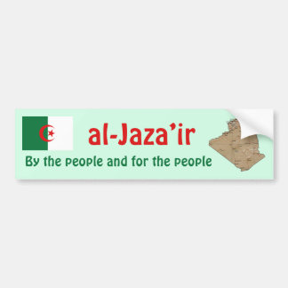 Algeria Flag + Map Bumper Sticker