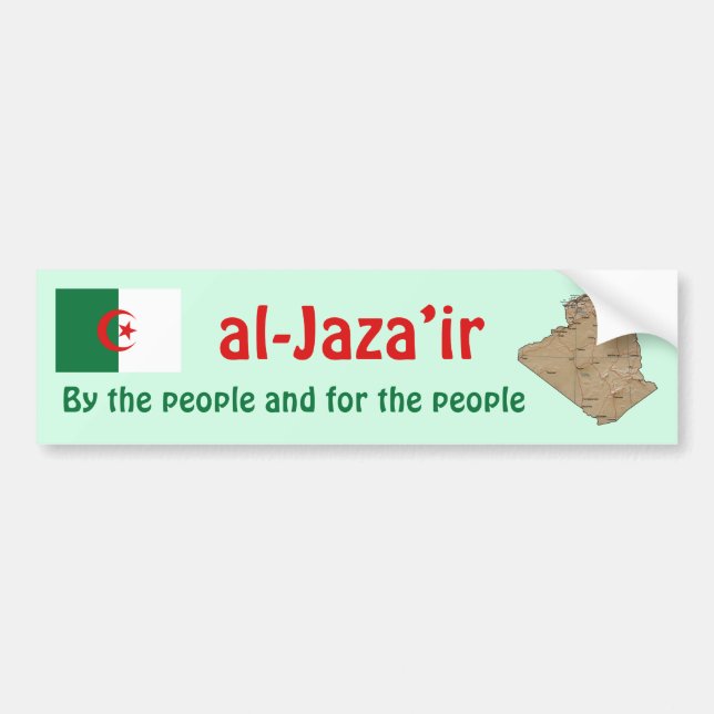 Algeria Flag + Map Bumper Sticker (Front)