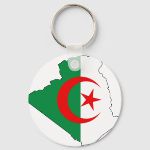 Algeria flag map DZ Keychain
