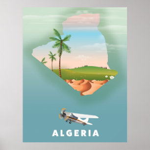 Algeria Illustrated travel poster print.