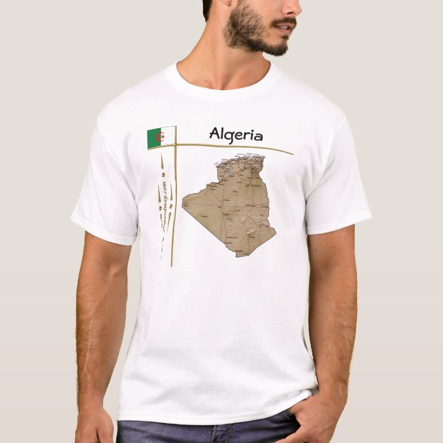 Algeria Map + Flag + Title T-Shirt (Front)