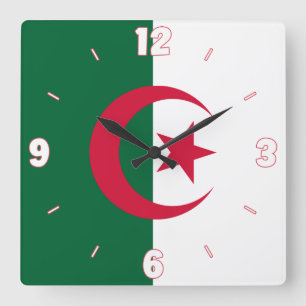 Algeria National Flag Patriotic Square Wall Clock