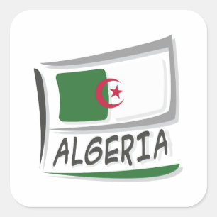 Algeria Pride X Flag Square Sticker