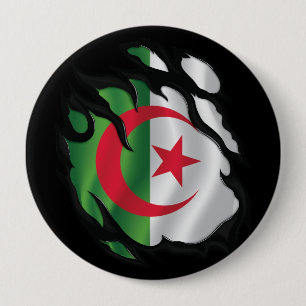 Algeria Ripped Flag 4 Inch Round Button