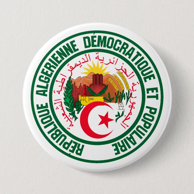 Algeria Round Emblem 3 Inch Round Button (Front)