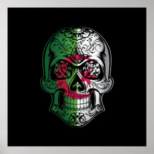 Algeria Skull And Roses Flag Poster