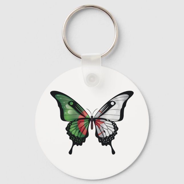 Algeria Swallowtail Butterfly Flag Sticker Keychain (Front)