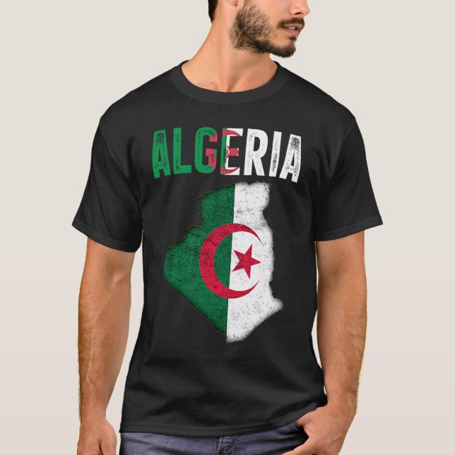 Algerian Algeria Country Map Flag T-Shirt (Front)