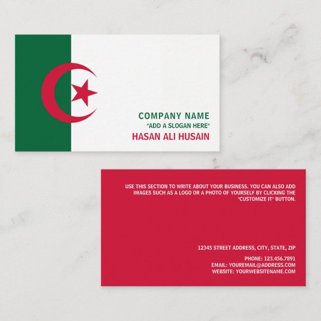 Algerian Flag, Flag of Algeria Business Card (Front/Back)