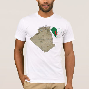 Algérie - Coeur et carte du drapeau T-shirt