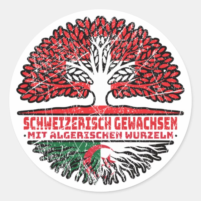 Algerien Algerisch Schweizer Schweiz Baum Wurzel Classic Round Sticker (Front)