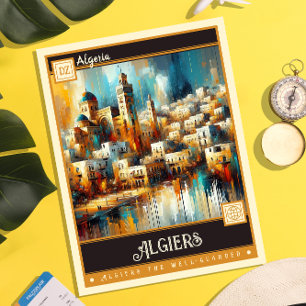 Algiers, Algeria Vintage Painting Postcard