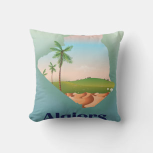 Algiers Algerian Map travel poster Throw Pillow