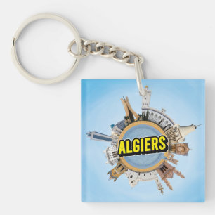Algiers city Algeria tiny little planet landmark a Keychain