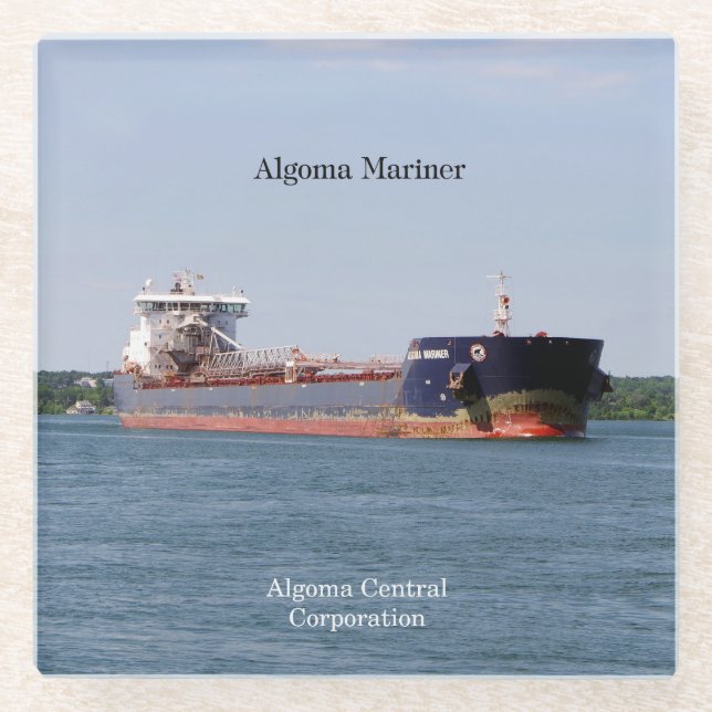 Algoma Mariner glass coaster (Front)