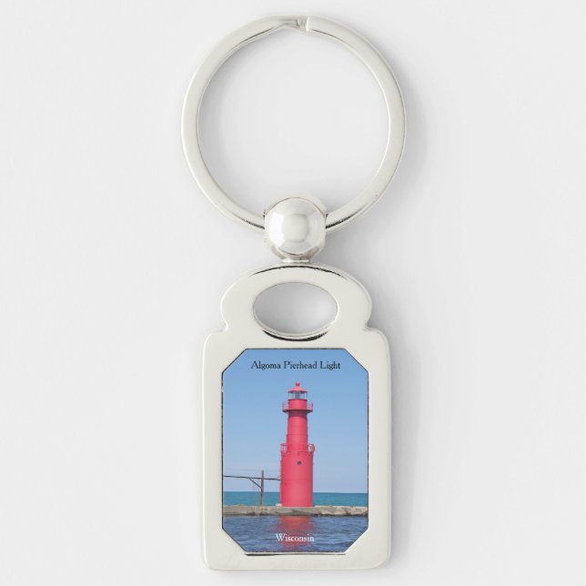 Algoma Pierhead Light metal key chain (Front)