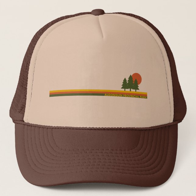 Algonquin Provincial Park Pine Trees Sun Trucker Hat (Front)