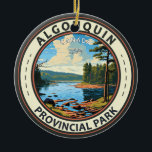 Algonquin Provincial Park Travel Art Vintage Ceramic Ornament<br><div class="desc">Algonquin Provincial Park vector artwork design.  Its forests,  rivers and numerous lakes,  including the large Lake of Two Rivers,  are home to moose,  bears and common loons.</div>