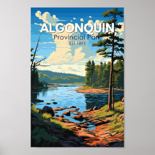 Algonquin Provincial Park Travel Art Vintage Poster