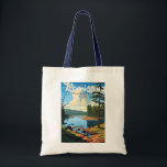 Algonquin Provincial Park Travel Art Vintage Tote Bag<br><div class="desc">Algonquin Provincial Park vector artwork design.  Its forests,  rivers and numerous lakes,  including the large Lake of Two Rivers,  are home to moose,  bears and common loons.</div>