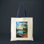 Algonquin Provincial Park Travel Art Vintage Tote Bag<br><div class="desc">Algonquin Provincial Park vector artwork design.  Its forests,  rivers and numerous lakes,  including the large Lake of Two Rivers,  are home to moose,  bears and common loons.</div>