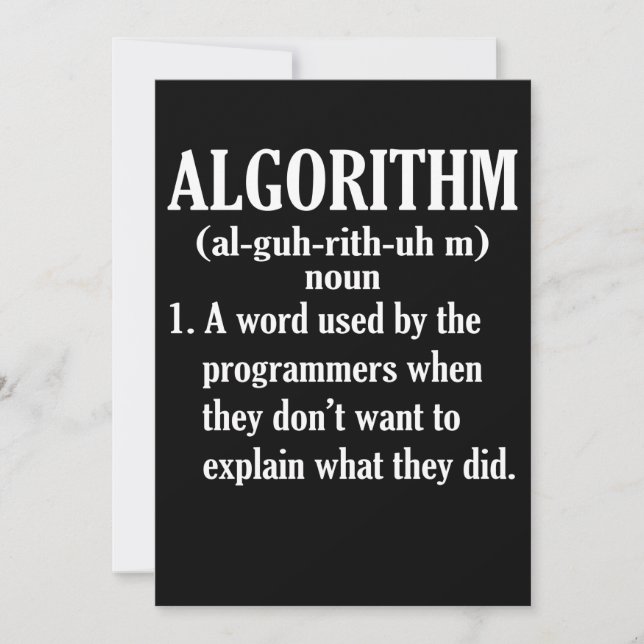 Algorithm Definition Computer Programming Invitation (Front)