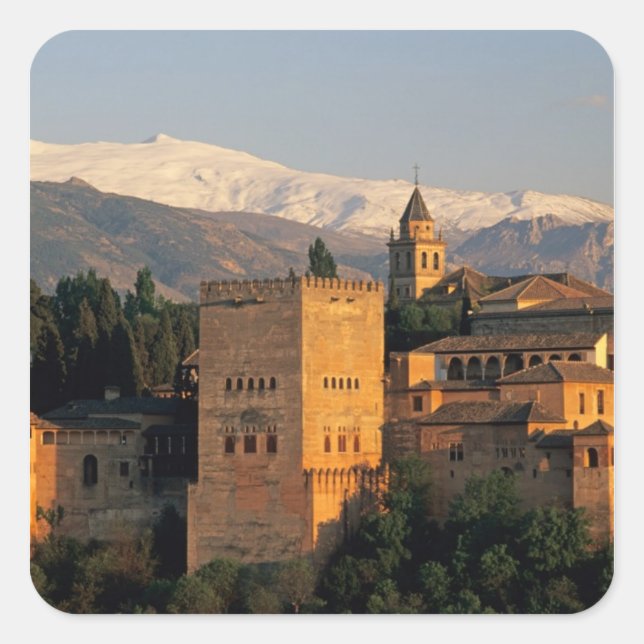 Alhambra; Granada; Andaslusia, Spain, Sierra Square Sticker (Front)