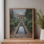 Alhambra Granada Marble Archway Art Canvas Print<br><div class="desc">Imagine standing in a secluded, cool gallery as the morning sun just begins to touch the honeycombed stucco of the arches above. This piece captures that profound, echoing silence of the Palacio de los Leones, focusing on a single, complex marble column mirrored in a narrow, crystal-clear water channel. It’s an...</div>