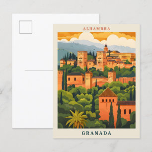 Alhambra Granada Spain Elegant Vintage Travel Postcard