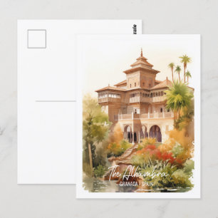 Alhambra Granada Spain Famous Travel Place Postcard