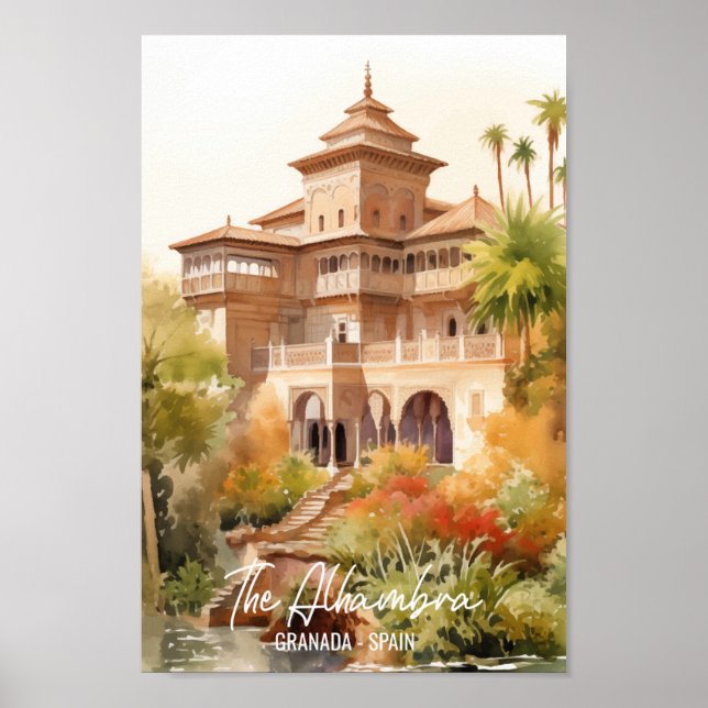 Alhambra Granada Spain Famous Travel Place Poster (Front)