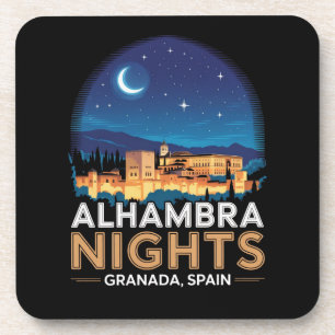 Alhambra Nights- Granada Spain Travel Art Coaster