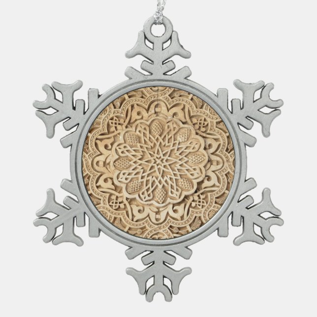 Alhambra pattern snowflake pewter christmas ornament (Front)