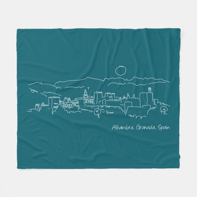 Alhambra Sunset Fleece Blanket (Front (Horizontal))