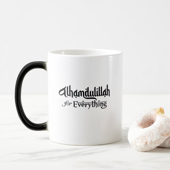 Alhamdulillah for Everything Minimal Islamic Gift Magic Mug (With Donut)