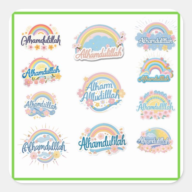 Alhamdulillah Sticker – Pastel Gratitude Reminder (Front)