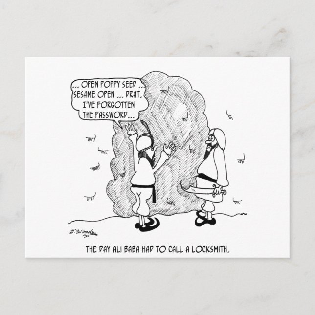 Ali Baba Forgets His Password Postcard (Front)