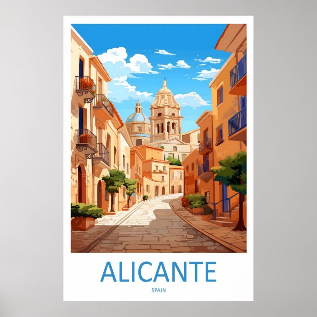 Alicante Espagne Affiche de Voyage Vintage Ski Nat (Devant)