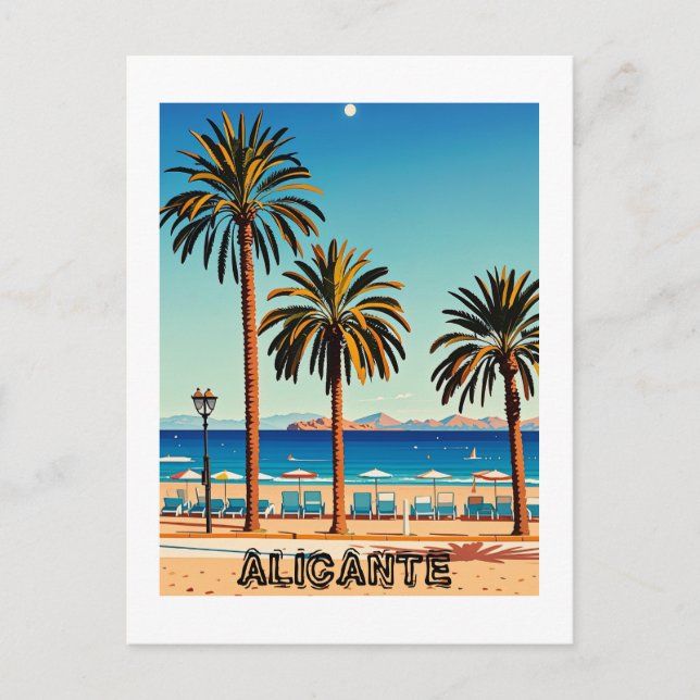 Alicante Espagne Plage Voir Voyage Carte postale (Devant)