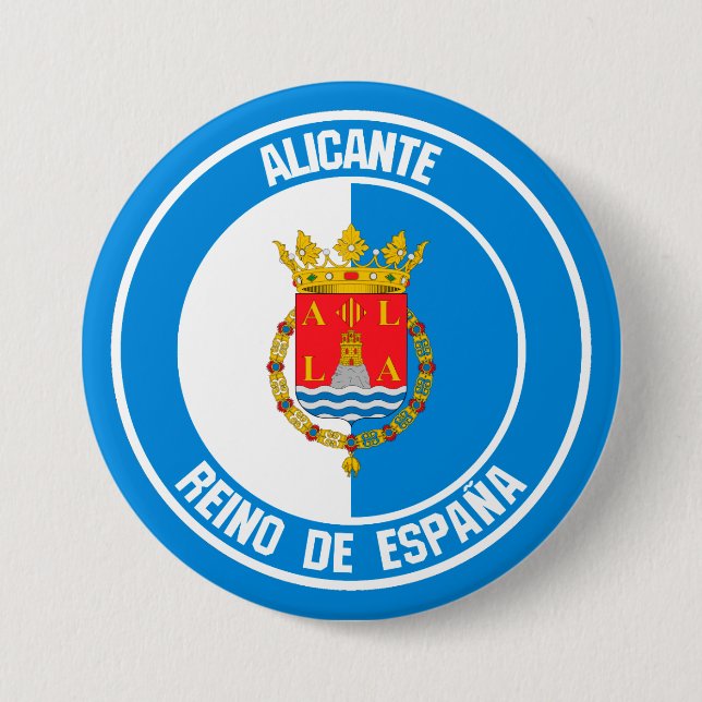 Alicante Round Emblem 3 Inch Round Button (Front)