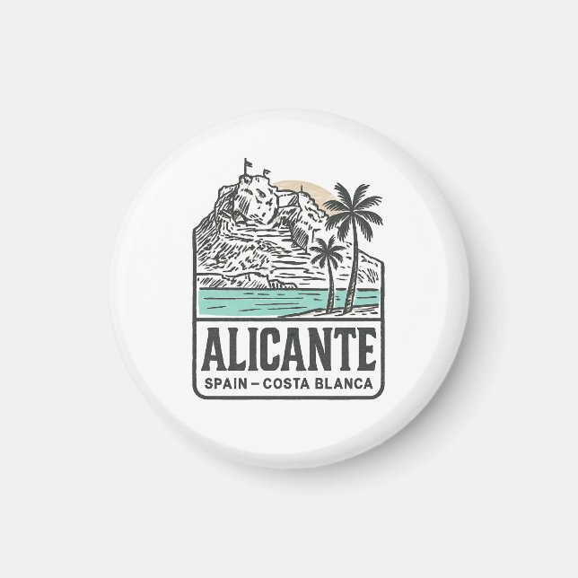 Alicante Sketch Santa Bárbara Castle Costa Blanca  Magnet (Front)