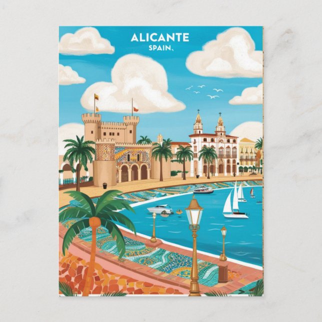 Alicante Spain Travel Postcard Art (Front)