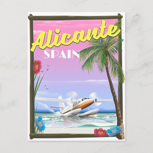 Alicante Spain vintage style travel poster Postcard (Front)
